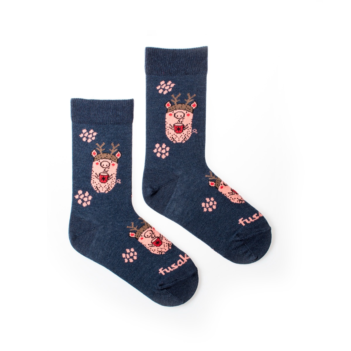 Dětské ponožky Prasátko v zimě Fusakle