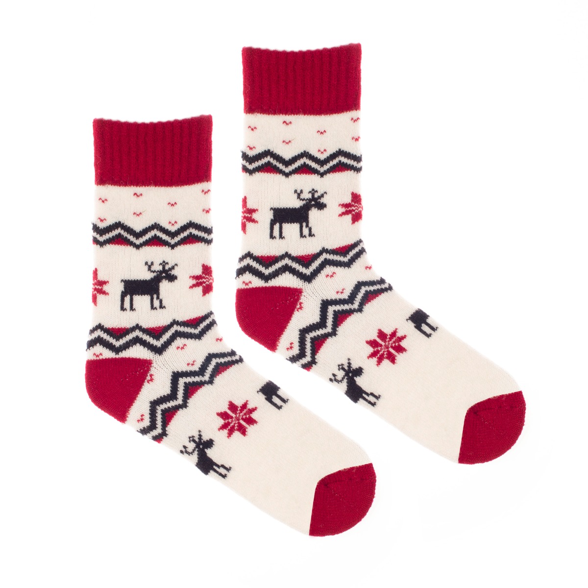 Vlněné ponožky Vlnáč Nordic červený lem Fusakle