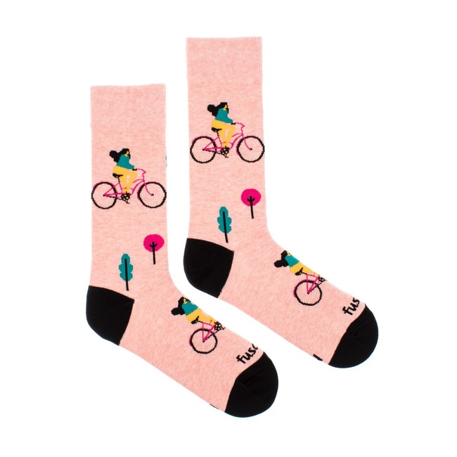 Set Cyklistka v meste rúško + ponožky
