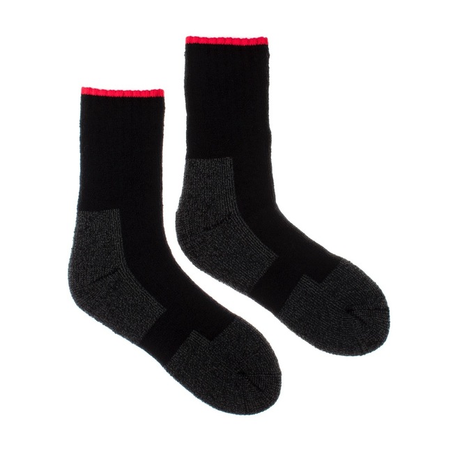 Vlnené ponožky Vlnáč Čierny Červeň pásik