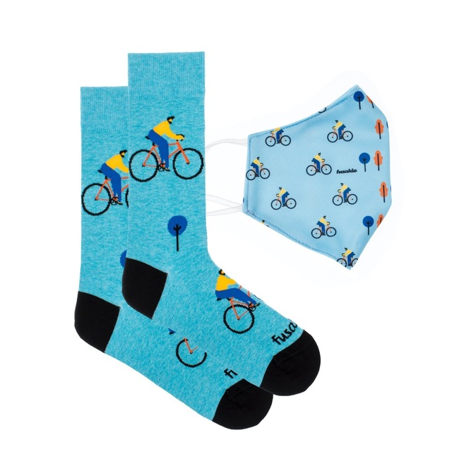 Set Cyklista ve městě rouška + ponožky