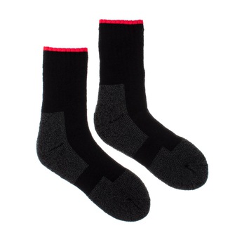 Vlnené ponožky merino Vlnáč Čierny Červeň pásik