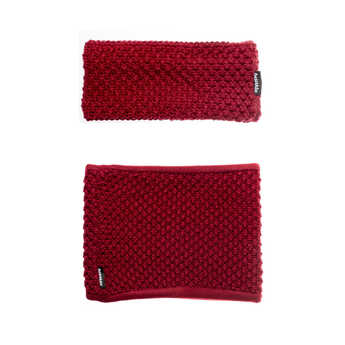 Set pletená čelenka + nákrčník vínový